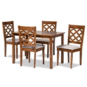 Baxton Studio Ramiro Modern and Contemporary Grey Fabric Upholstered and Walnut Brown Finished Wood 5-Piece Dining Set
